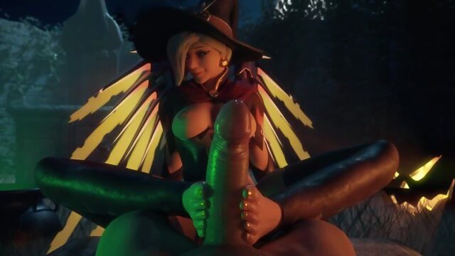 Mercy Footjob Witch 1080p